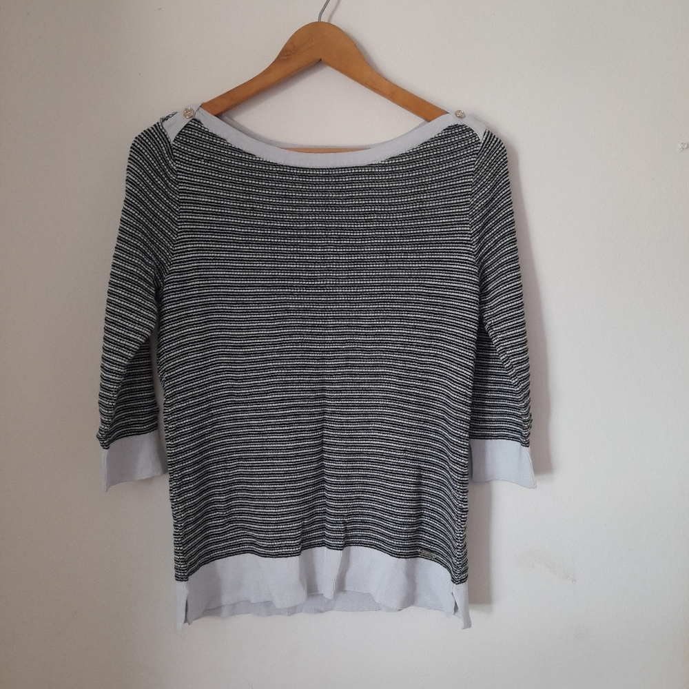 ● Calvin Klein | Women Boat neck stripped sweatshirt - Picture 3 of 16